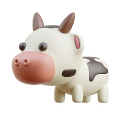 black and white cow  3d icon cute illustration