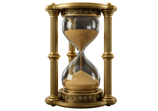 Isolated Ornate Hourglass with Flowing Golden Sand