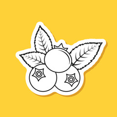 Blueberry fruit paper sticker icon in flat style. Bilberry vector illustration on isolated background. Sweet berry sign business concept.