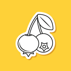 Blueberry fruit paper sticker icon in flat style. Bilberry vector illustration on isolated background. Sweet berry sign business concept.