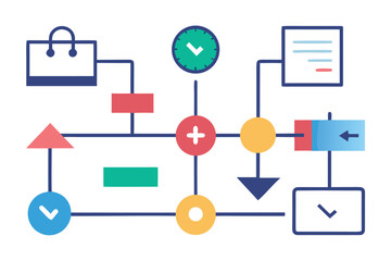 Abstract diagram illustrating process flow and planning stages for business strategy and management
