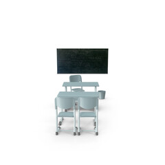 Minimal Classroom Desk and Chalkboard PNG , Transparent Background School Furniture