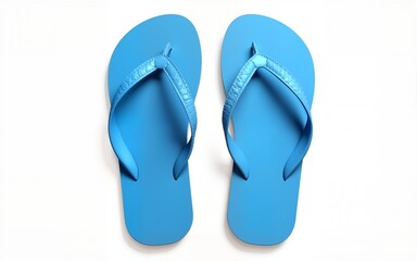 Blue flip flops ideal for beach trips and summer outings, isolated on white, PNG. High quality