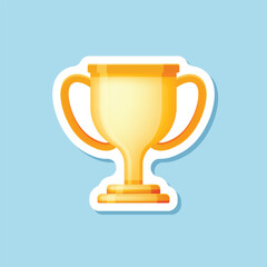 Trophy cup paper sticker icon in flat style. Award prize vector illustration on isolated background. Champion sports event sign business concept.