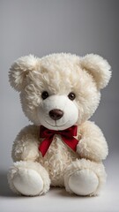 Fototapeta premium Vertical banner, wallpaper for social media of a white teddy bear on a white background