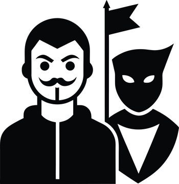 Anti-mask protest icon with masked versus unmasked figures