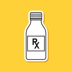 Fototapeta premium Pill paper sticker icon in flat style. Drug vector illustration on isolated background. Medicine pharmacy sign business concept.