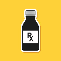 Pill paper sticker icon in flat style. Drug vector illustration on isolated background. Medicine pharmacy sign business concept.