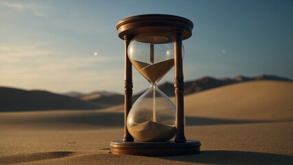 Hourglass where sand turns into stardust at the bottom, time dissolving purpose