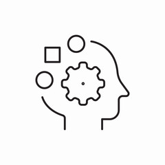 thinking brain gears icon vector sign