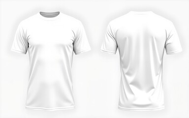 Blank white t-shirt template. Front and back view. High quality