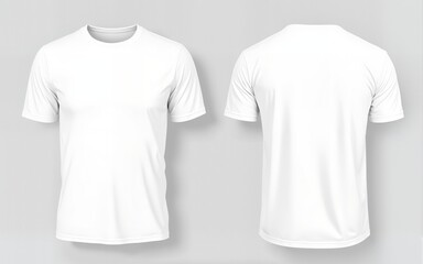 Blank white t-shirt template. Front and back view. High quality