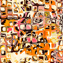 Abstract blotched random mosaic square paint splatter seamless pattern. Dense grungy mottled effect fabric texture design with tileable all over print. For speckled style wallpaper backdrop.