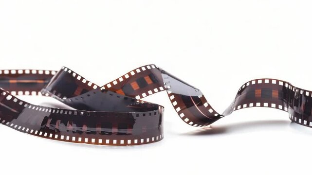 A roll of film sits on a clean white surface, ready for use