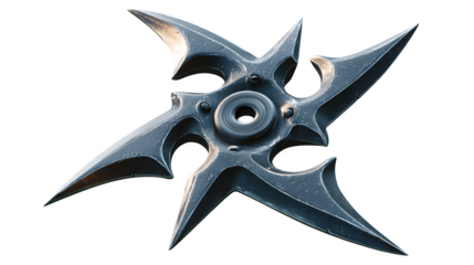 Steel Shuriken 3d rendered, isolated on transparent background