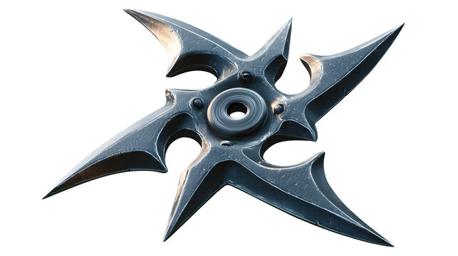 Steel Shuriken 3d rendered, isolated on transparent background