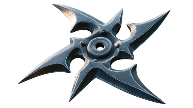 Steel Shuriken 3d rendered, isolated on transparent background