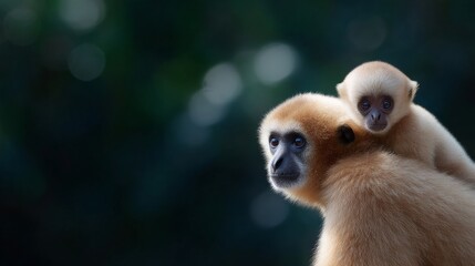 A heartwarming scene of a mother and baby monkey captured in stunning detail. Their gentle expressions reflect love and care. Perfect for wildlife photography and nature lovers. AI