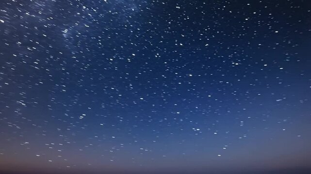 lear starry sky slowly drifting over night horizon &ndash; cosmic nature video