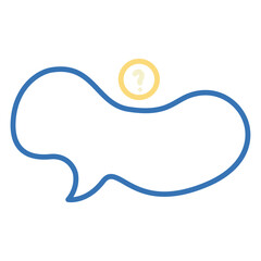 Rounded blue outline speech bubble with yellow question light icon.