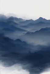 Abstract Landscape In Traditional Chinese Ink Art Style