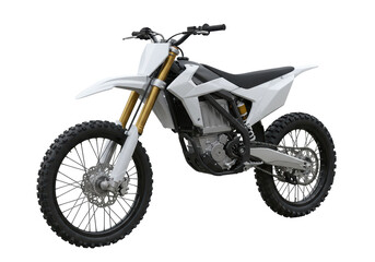 Isolated White Electric Dirt Bike for Off-Road Adventure