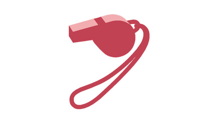 Fototapeta premium A simple, isolated illustration of a red whistle with a lanyard.