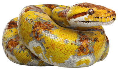 python snake coiled isolated on transparent background