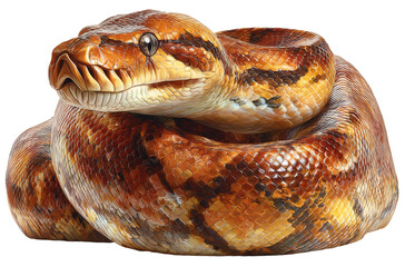 python snake coiled isolated on transparent background