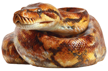 python snake coiled isolated on transparent background