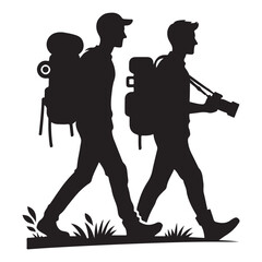 Silhouette of two people walking away friendship day celebration