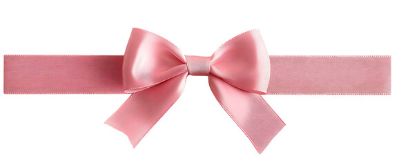 Pale pink satin bow and ribbon isolated on white or transparent png