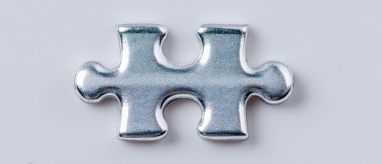 Fototapeta premium Metal puzzle piece close-up studio macro photography neutral background creative concept for problem solving