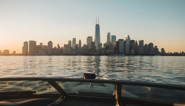 city ​​view from speedboat