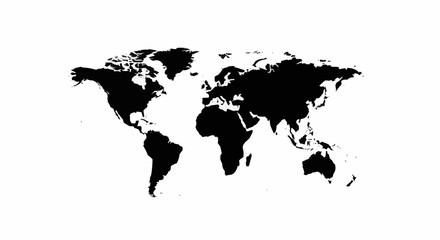Silhouette Outline of World Globe Isolated on White Background