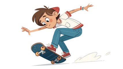 Boy skateboarding action sport youth