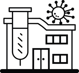 COVID-19 virus sequencing lab with a genome strand on the facade