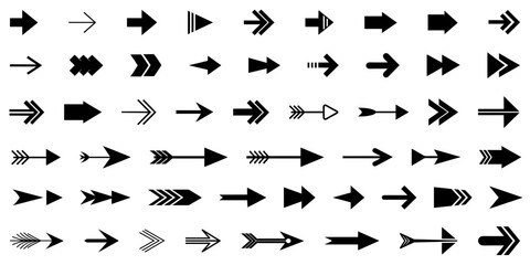 Naklejka premium Arrow icon set. Arrow vector collection. Modern simple arrow sign. Arrow cursor collection different arrow signs. Black arrows icons vector illustration