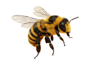 Isolated Realistic Honey Bee Flying Insect Pollinator