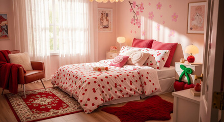 Charming Cherry Blossom Themed Bedroom Interior Design