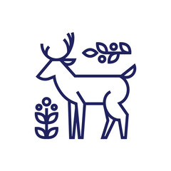 Illustration of nordic deer minimal icon.Scandinavian style with ornament 
