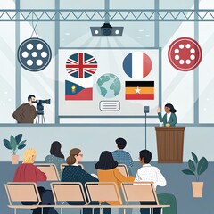 International conference presentation global flags meeting