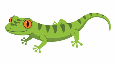 Obraz premium Cute Green Gecko or Lizard Cartoon Illustration