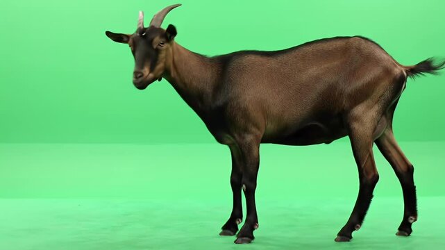 Goat Isolated on Green Screen for Compositing