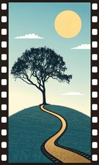 Winding path under tree and sun