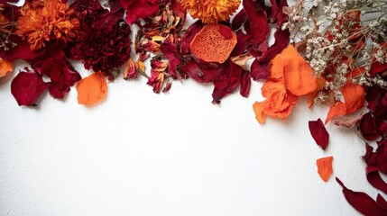 Dried Flower Border on White Background
