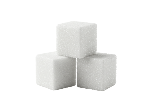 Isolated Three Stacked White Sugar Cubes