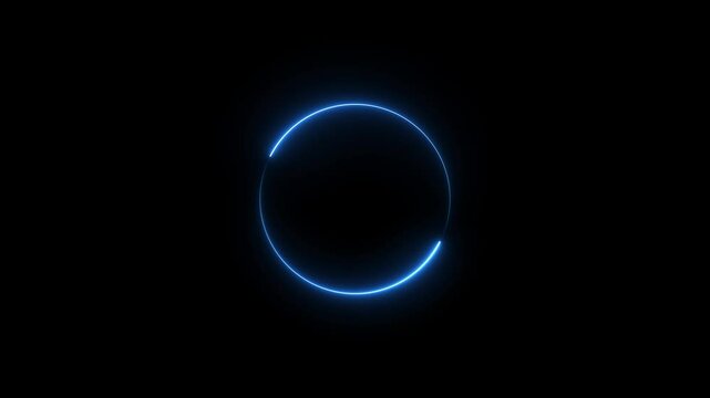 Neon light glowing circle frame background animation. Beautiful colorful neon circle frame loading icon