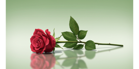 red rose on a green background