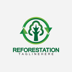 Reforestation logo design vector template, Emblem, Design Concept, Creative Symbol, icon